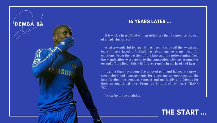 Mantan Striker Muslim Chelsea, Demba Ba Gantung Sepatu